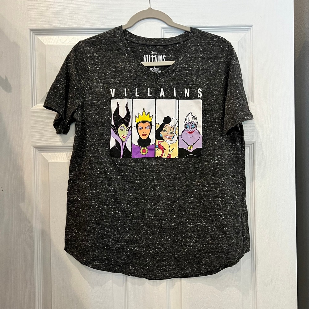 Disney Villains T-Shirt Polyester Cotton Heathered Charcoal Gray Disneycore